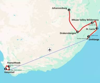 Van Safari tot de Kaapse Wijnlanden (20 dagen)