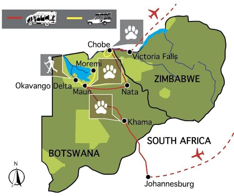 De wildparken van Botswana via Kalahari (17 dagen)