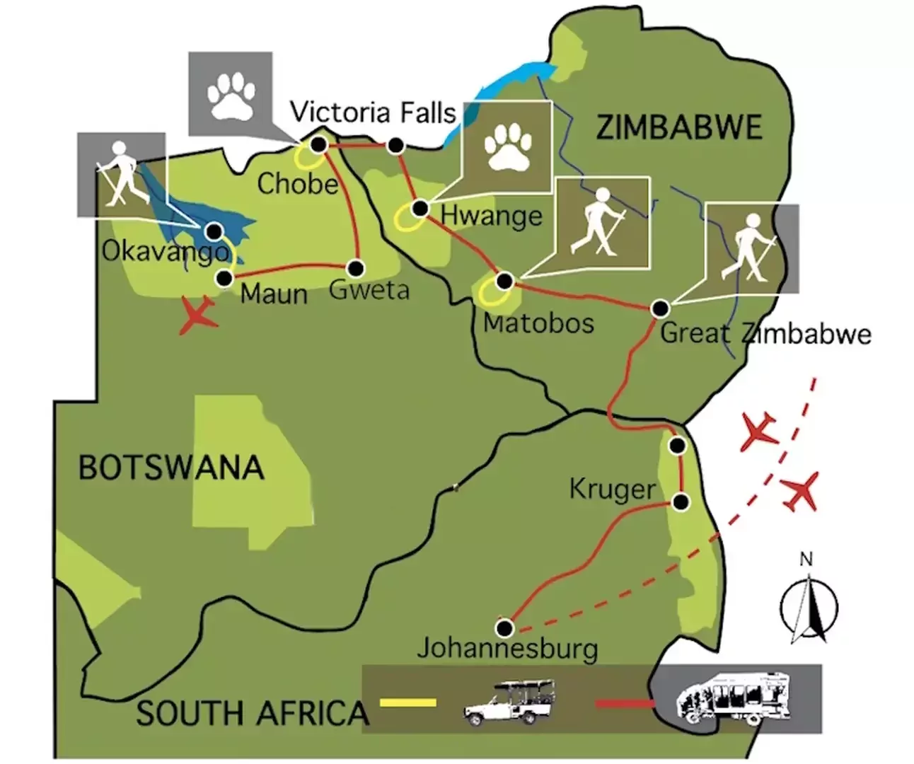 Wildlife Avontuur Kruger, Zimbabwe en Okavango (18 dagen)