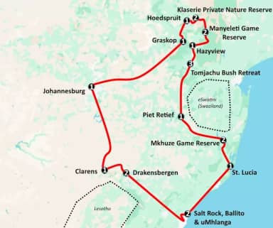Van Kruger tot Drakensbergen (23 dagen)
