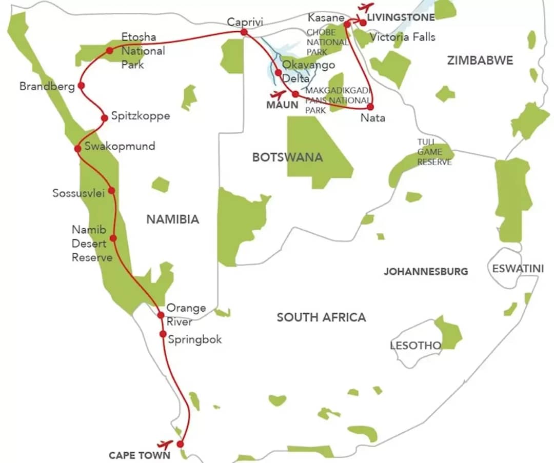 Op avontuur door Zuid-Afrika, Namibië, Botswana & Victoria watervallen (24 dagen)
