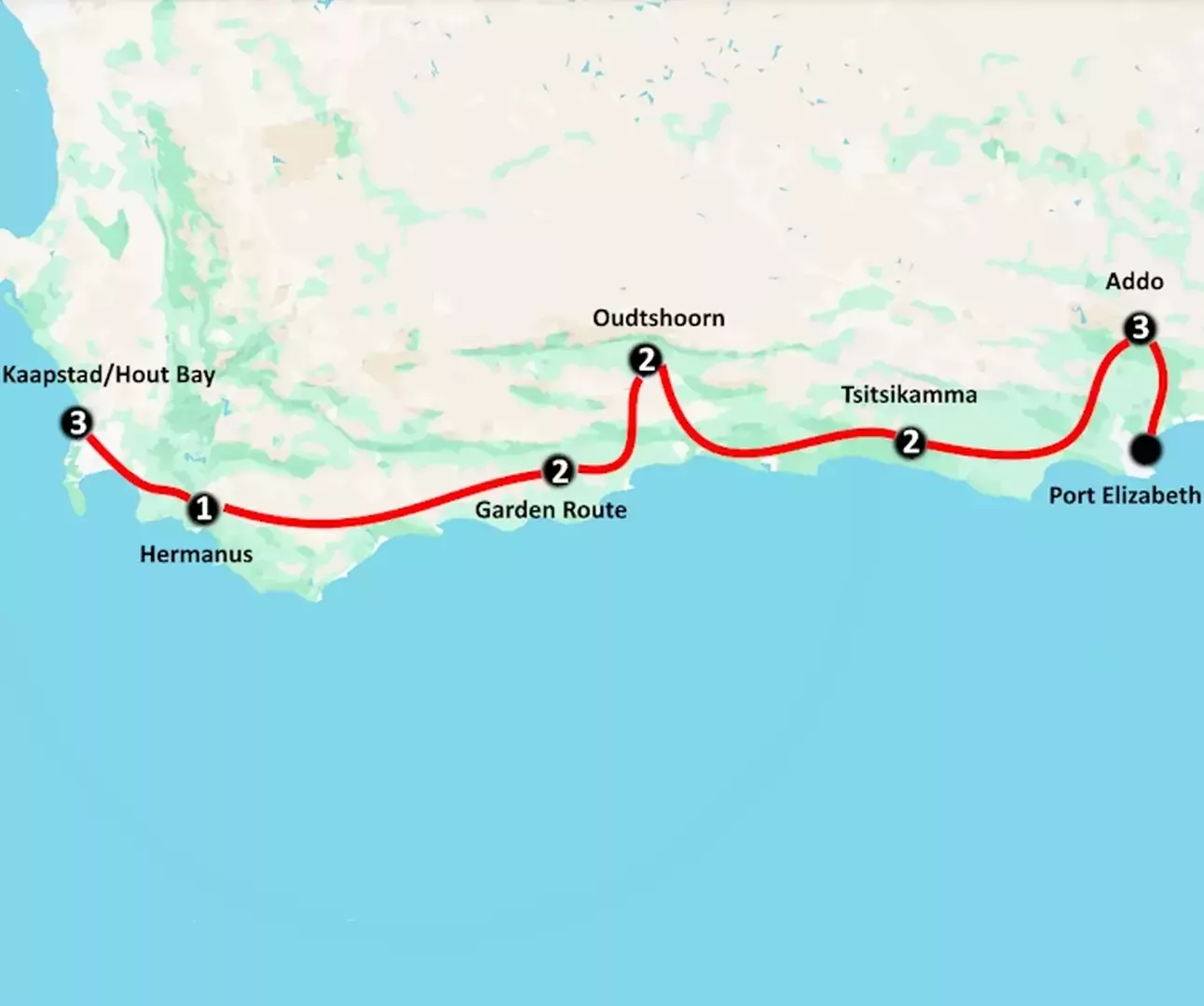 Gezinsreis langs de Tuinroute van Zuid-Afrika (16 dagen)