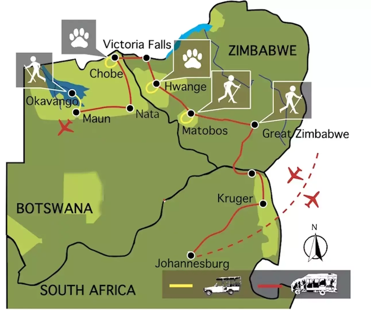 Het beste van Kruger, Zimbabwe en Okavango (18 dagen)