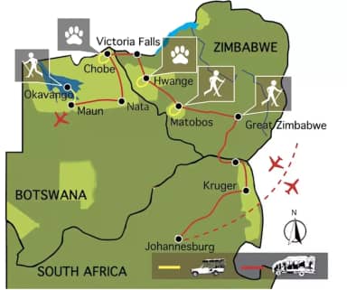 Het beste van Kruger, Zimbabwe en Okavango (18 dagen)