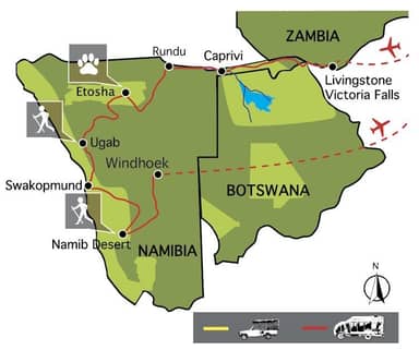 Namibië & Zambezi (17 dagen)