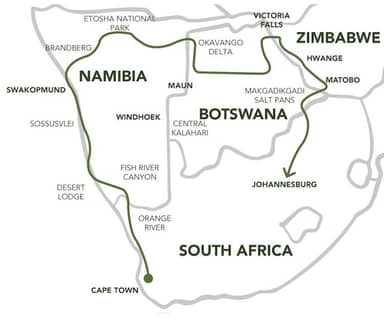 Op avontuur door Namibië, Botswana & Zimbabwe (27 dagen)