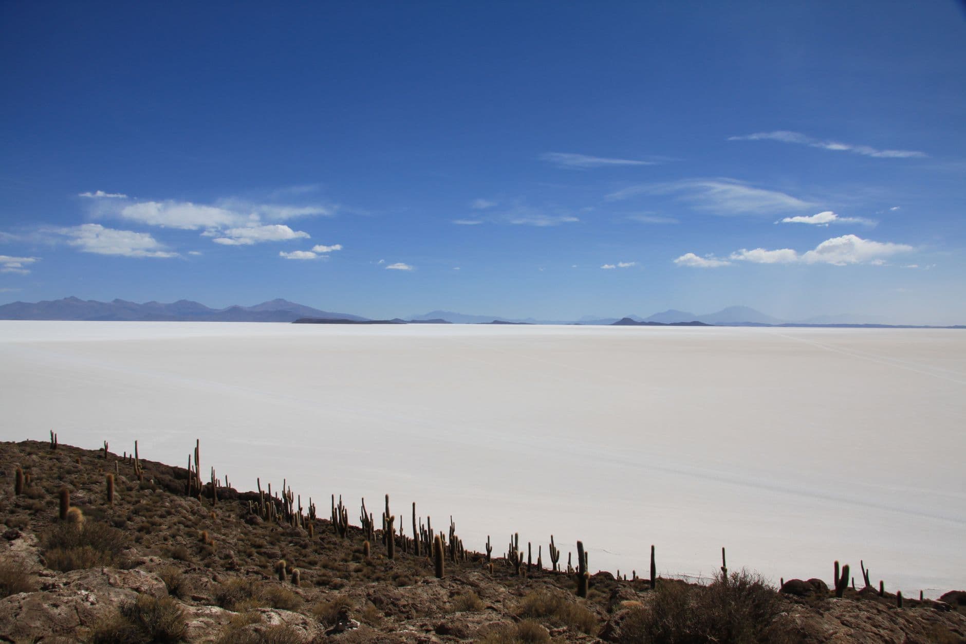 De zoutvlakte van Uyuni in Bolivia